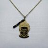 Collier sautoir doré bouddha en acier inoxydable et perles en verre noires. – Image 2