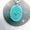 Collier mi long acier inoxydable et médaille argenté, médaillon turquoise. – Image 2