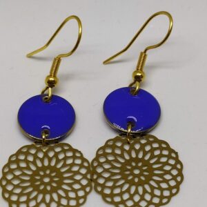Elia: Boucles d'oreilles bleu royal et filigrane doré