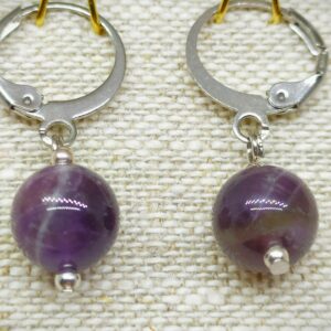Loraline : Boucles d'oreilles pierres semi-précieuses améthyste